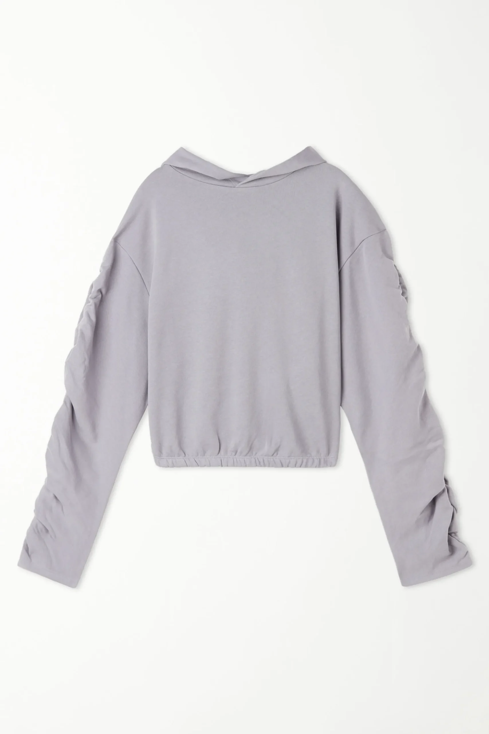Cropped Hoodie Sweatshirt With Ruched Sleeves - Sweatshirts - Women | Tezenis
