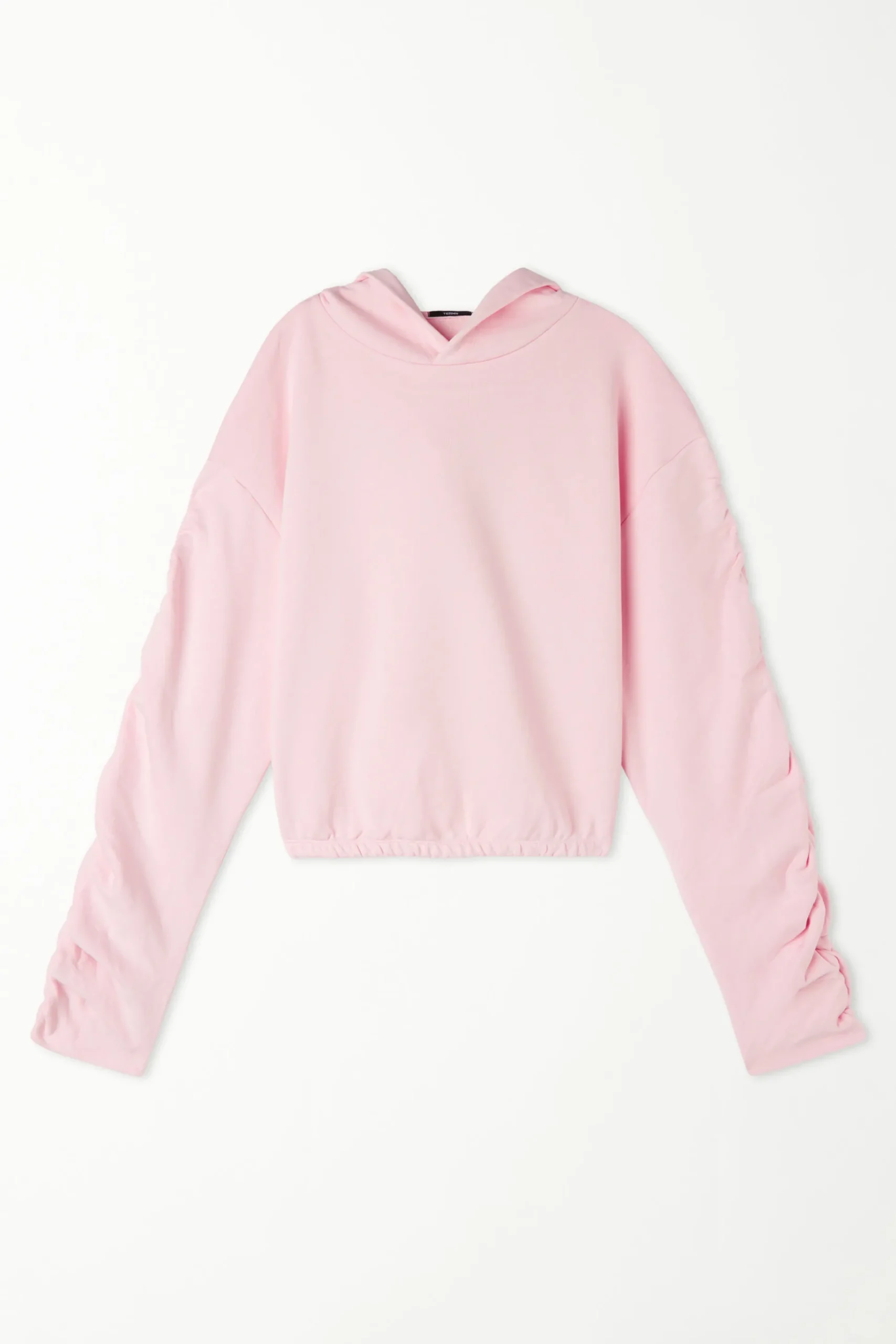 Cropped Hoodie Sweatshirt With Ruched Sleeves - Sweatshirts - Women | Tezenis
