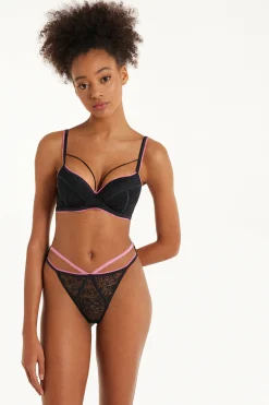 Dark Rose Lace High-Cut Brazilian Panties - Cheeky Briefs - Women | Tezenis