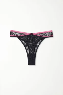 Dark Rose Lace High-Cut Brazilian Panties - Cheeky Briefs - Women | Tezenis