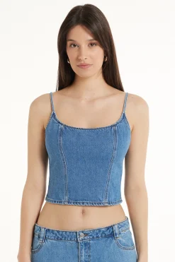 Denim Spaghetti Strap Tank Top - Tank Tops - Women | Tezenis