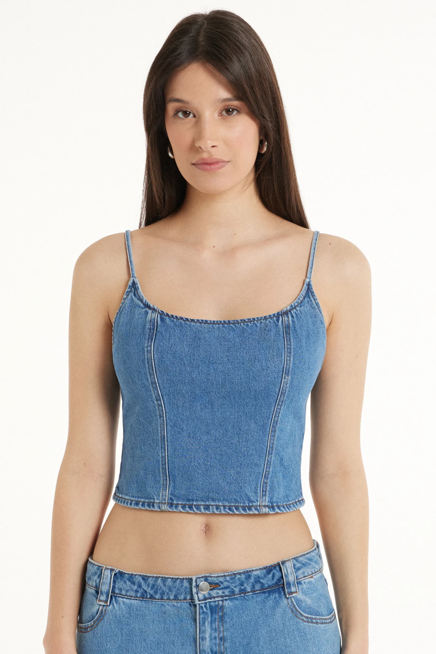 Denim Spaghetti Strap Tank Top - Tank Tops - Women | Tezenis