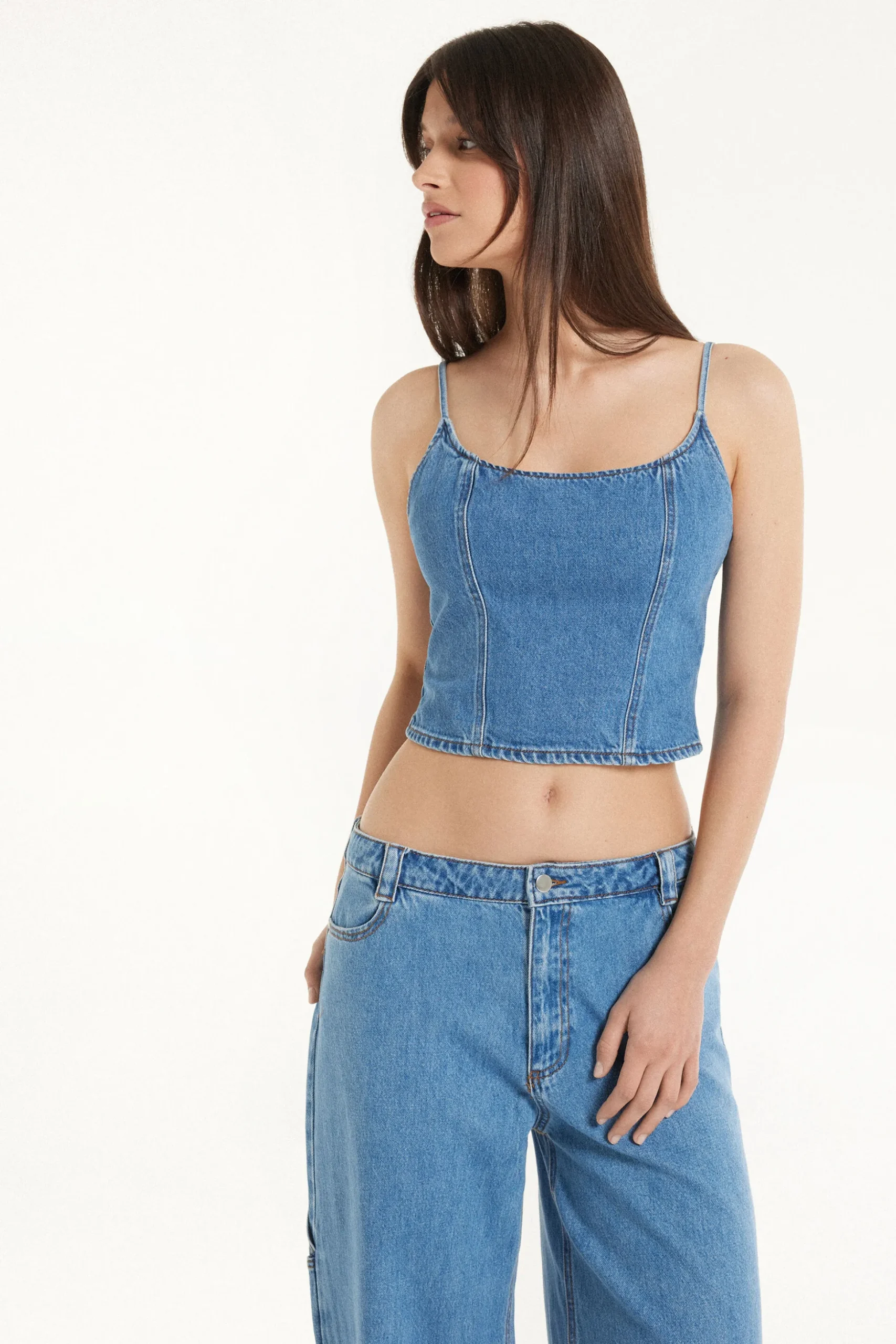 Denim Spaghetti Strap Tank Top - Tank Tops - Women | Tezenis
