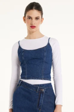 Denim Spaghetti Strap Tank Top - Tank Tops - Women | Tezenis