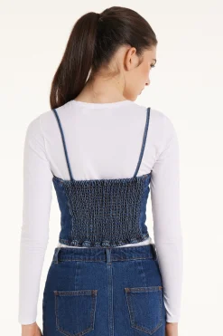 Denim Spaghetti Strap Tank Top - Tank Tops - Women | Tezenis