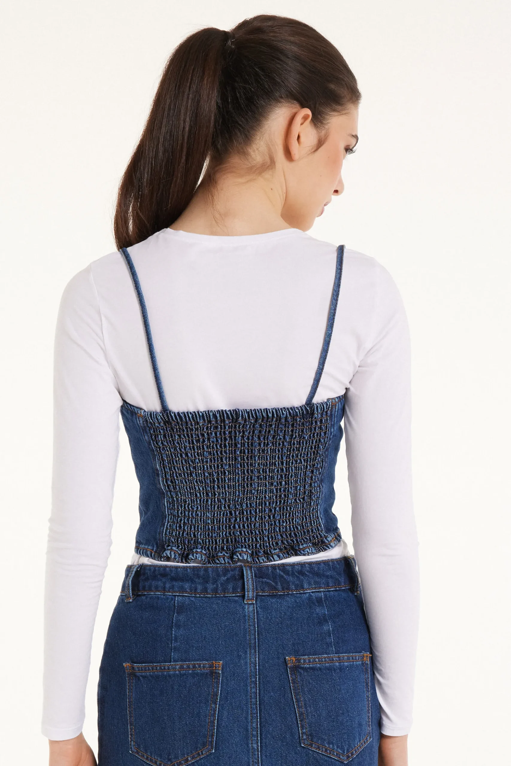 Denim Spaghetti Strap Tank Top - Tank Tops - Women | Tezenis
