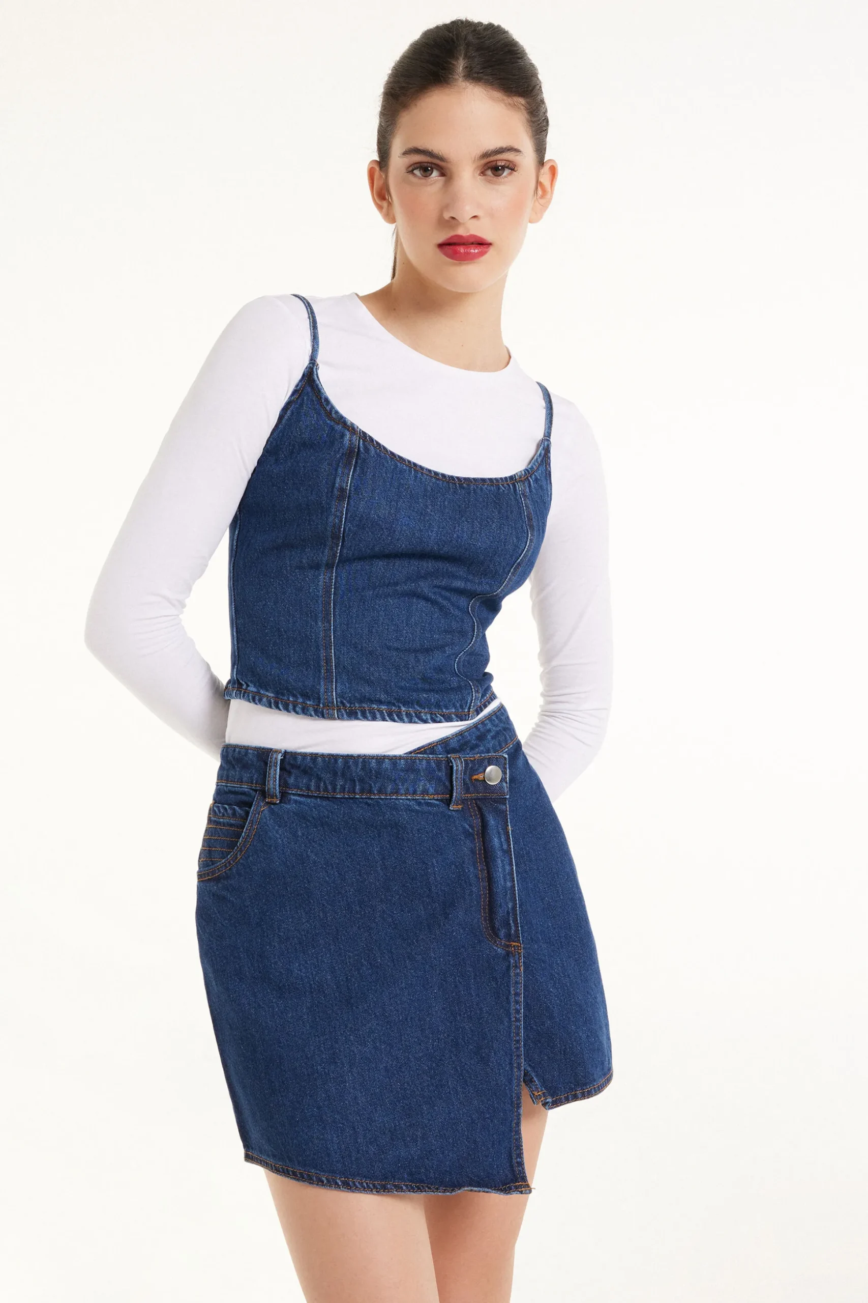 Denim Spaghetti Strap Tank Top - Tank Tops - Women | Tezenis