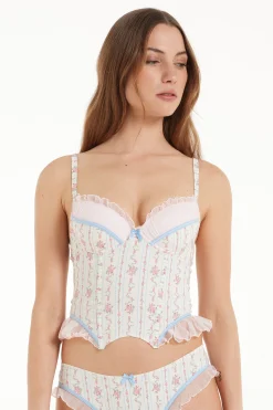 Dreaming Flowers Padded Push-Up Corset Style Bra Top - Bralette - Women | Tezenis
