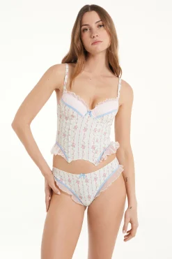 Dreaming Flowers Padded Push-Up Corset Style Bra Top - Bralette - Women | Tezenis