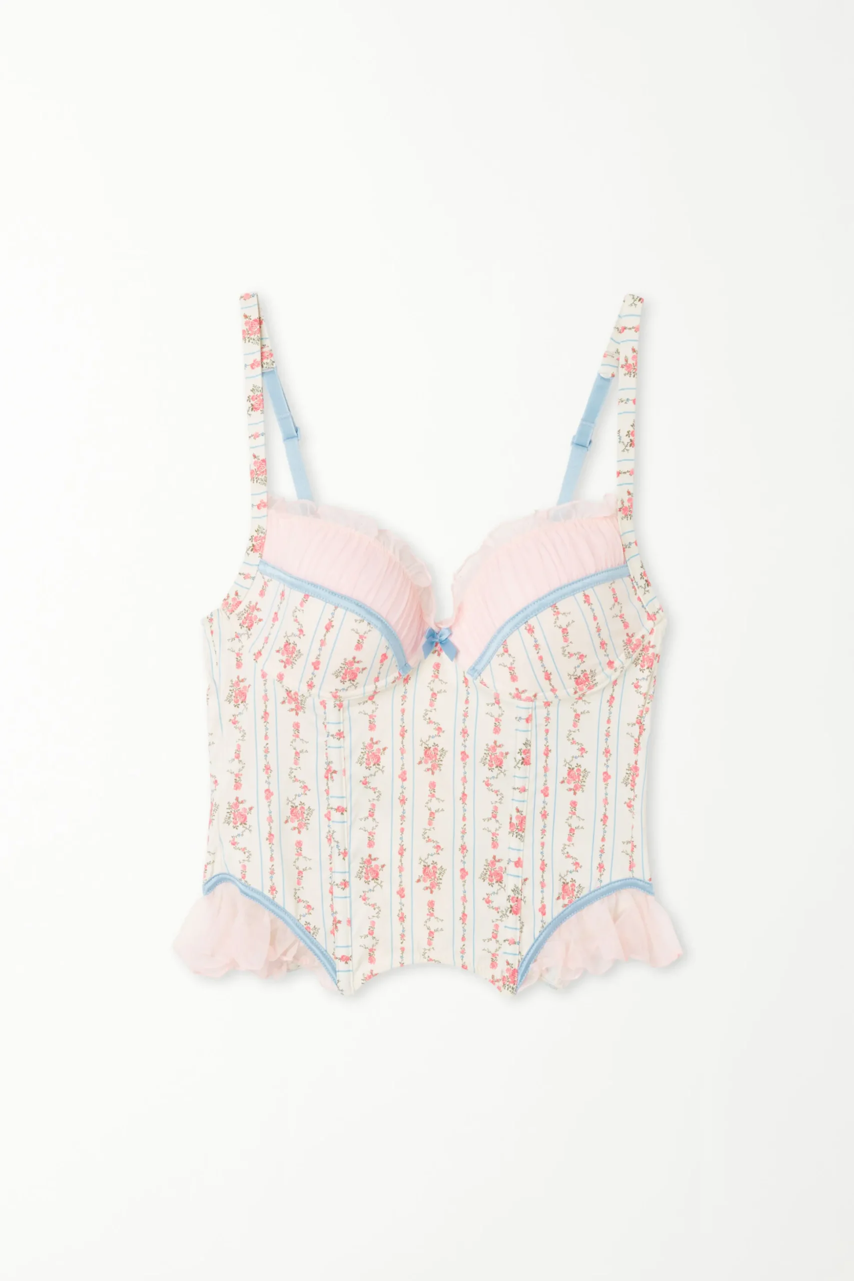 Dreaming Flowers Padded Push-Up Corset Style Bra Top - Bralette - Women | Tezenis