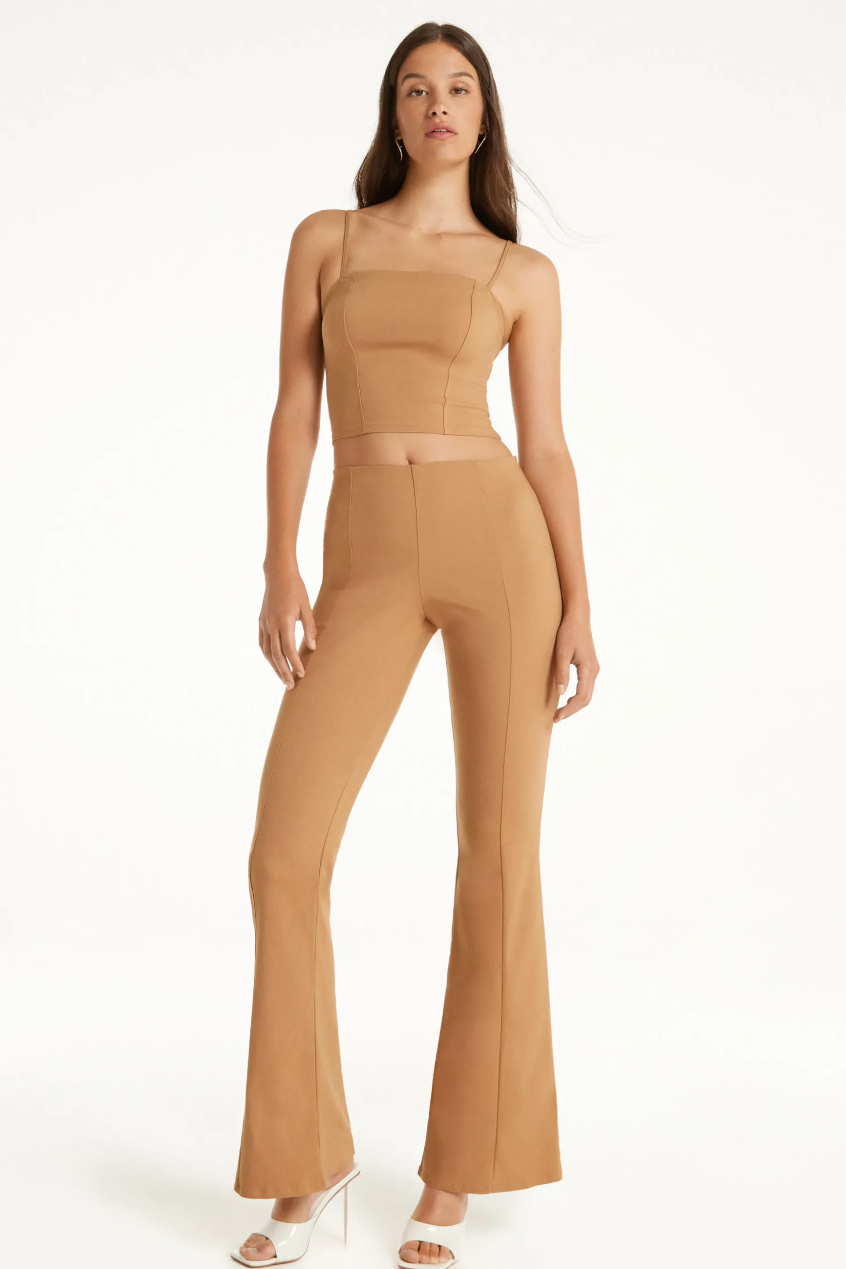 Flare-Cut Stretch Fabric Capri Pants - Pants - Women | Tezenis