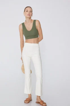 Flare-Cut Stretch Fabric Capri Pants - Pants - Women | Tezenis