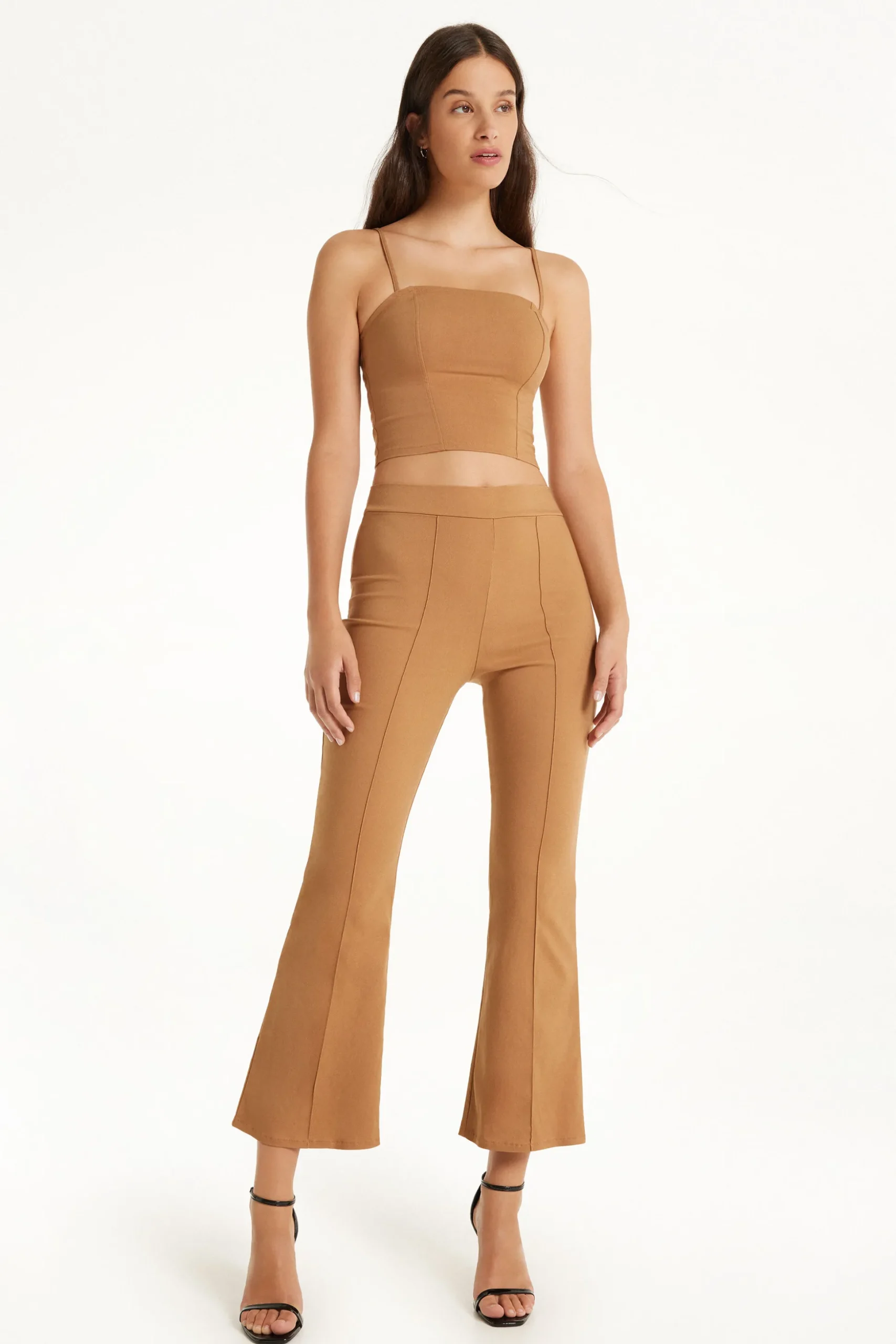 Flare-Cut Stretch Fabric Capri Pants - Pants - Women | Tezenis