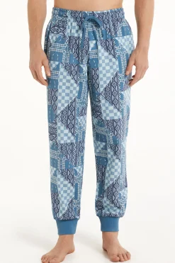 Full Length Cotton Pants With Cuffs - Long Pajamas - Men | Tezenis