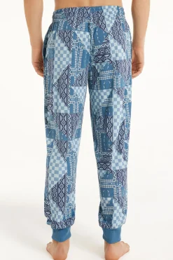 Full Length Cotton Pants With Cuffs - Long Pajamas - Men | Tezenis