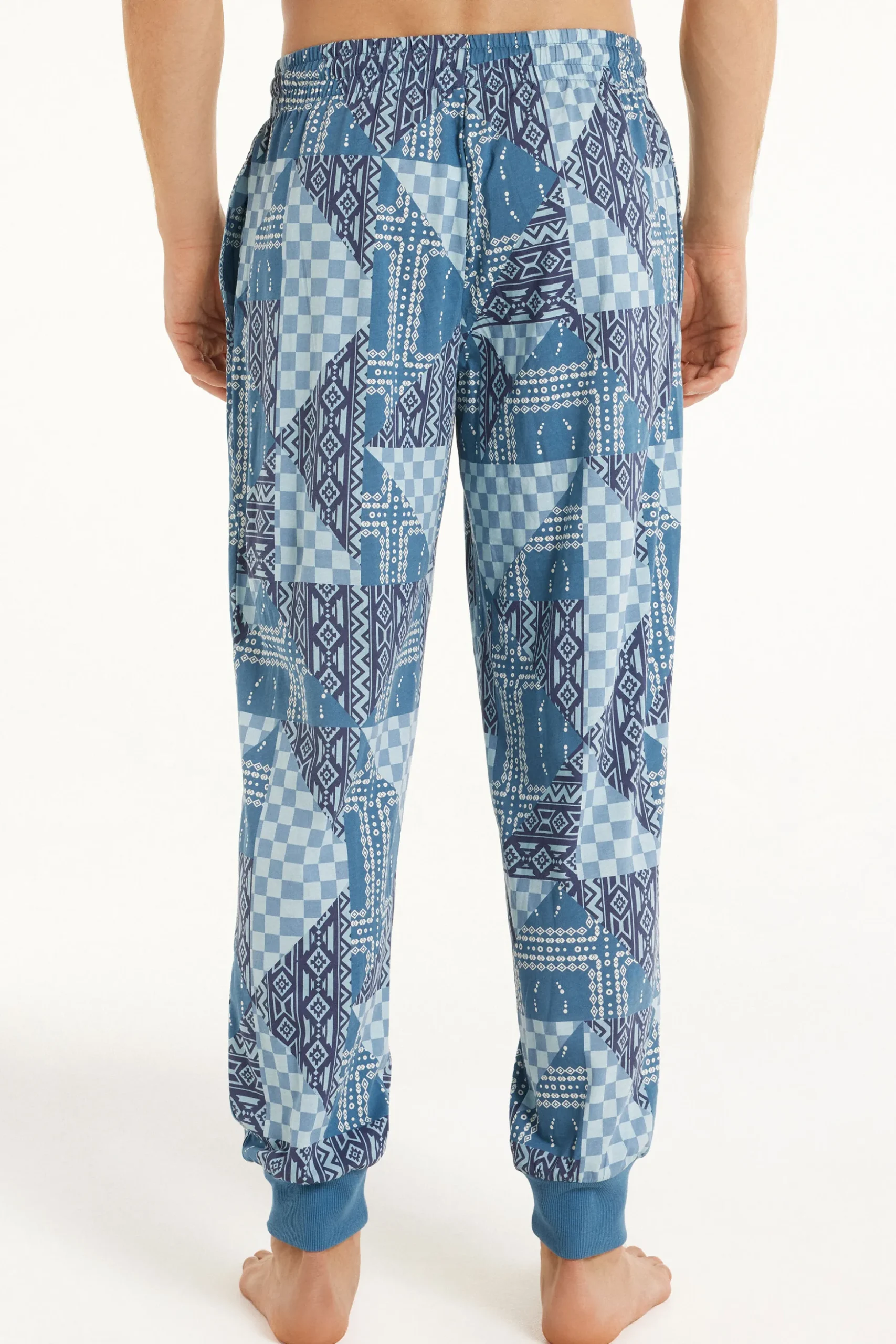 Full Length Cotton Pants With Cuffs - Long Pajamas - Men | Tezenis