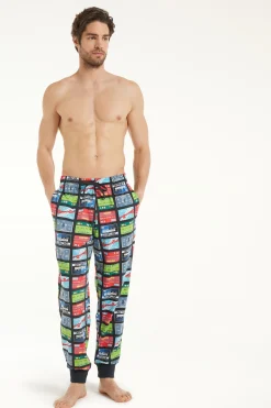 Full Length Cotton Pants With Cuffs - Long Pajamas - Men | Tezenis