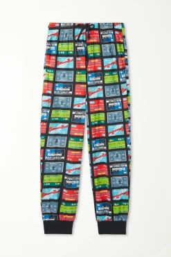 Full Length Cotton Pants With Cuffs - Long Pajamas - Men | Tezenis