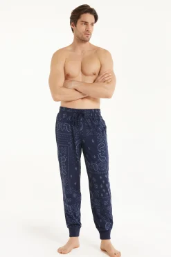 Full Length Cotton Pants With Cuffs - Long Pajamas - Men | Tezenis