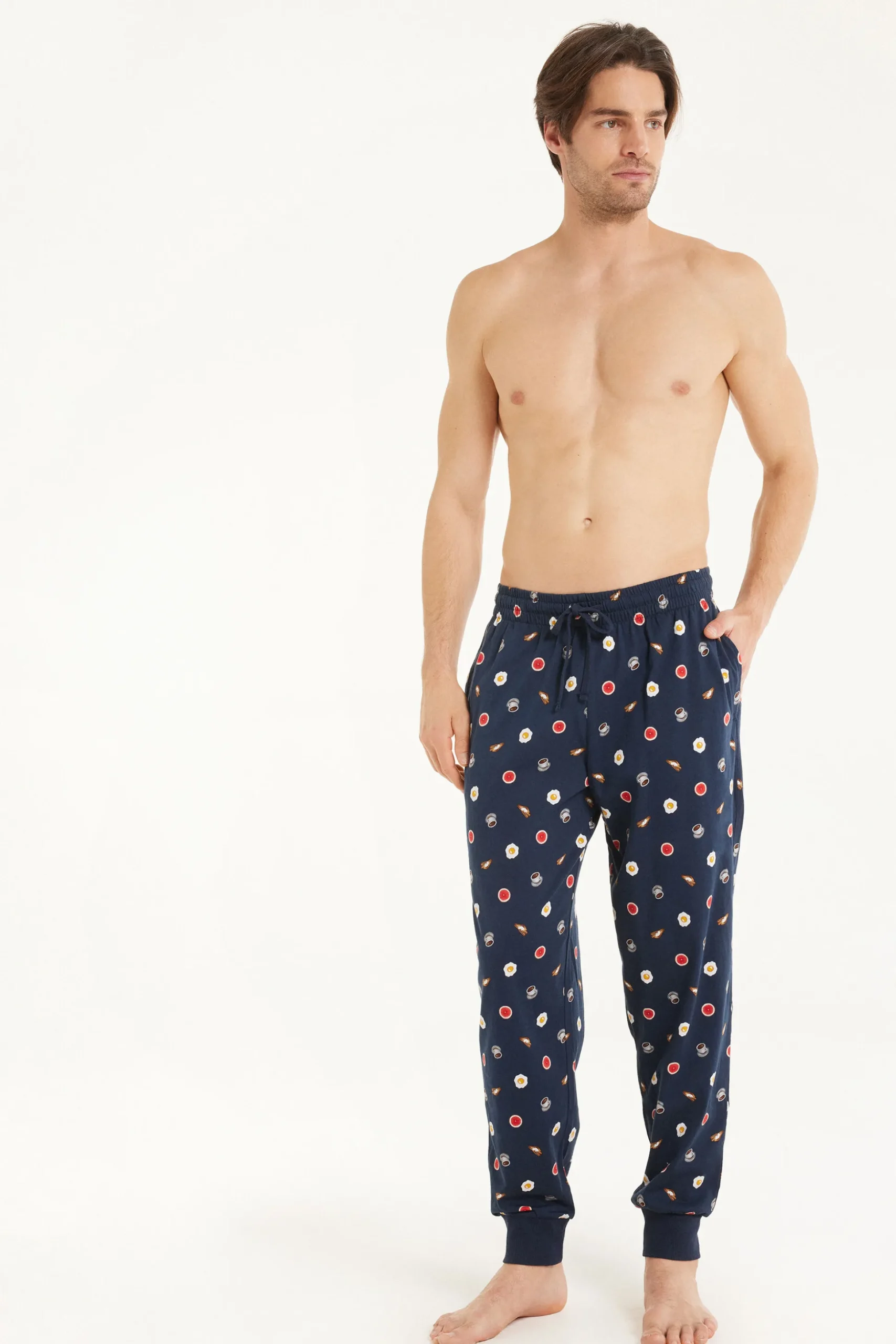 Full Length Cotton Pants With Cuffs - Long Pajamas - Men | Tezenis