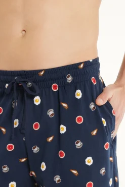 Full Length Cotton Pants With Cuffs - Long Pajamas - Men | Tezenis