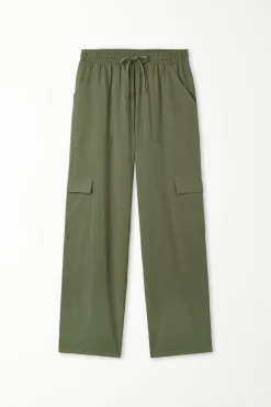 Full Length Pocket Pants In 100% Super Light Cotton - Pants - Women | Tezenis
