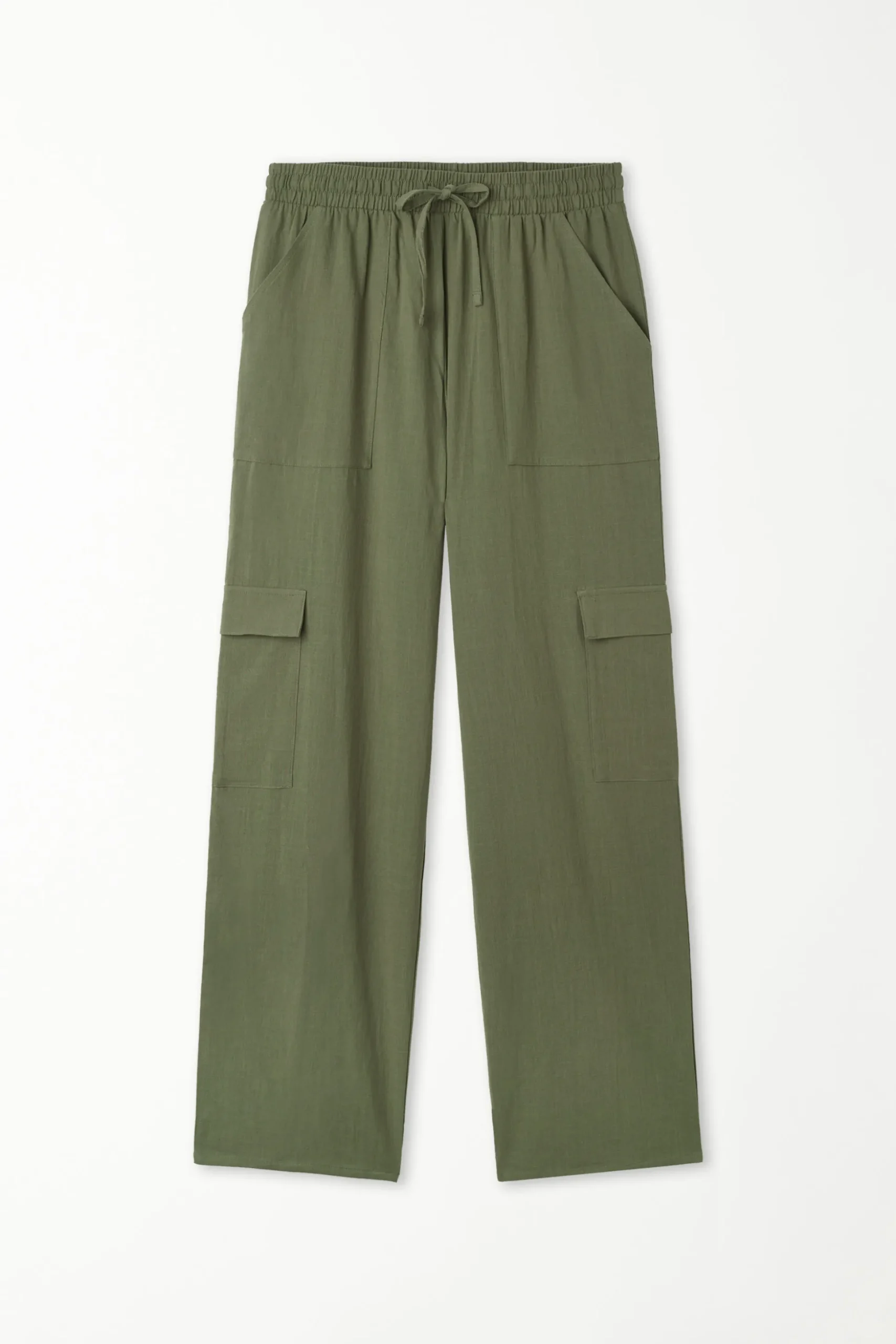 Full Length Pocket Pants In 100% Super Light Cotton - Pants - Women | Tezenis