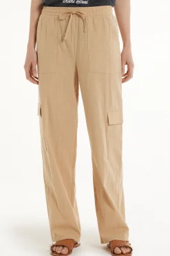 Full Length Pocket Pants In 100% Super Light Cotton - Pants - Women | Tezenis
