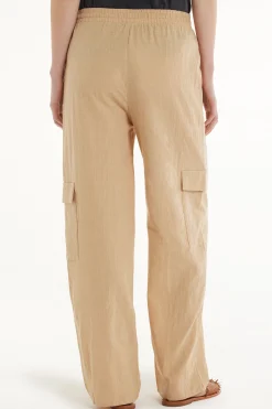 Full Length Pocket Pants In 100% Super Light Cotton - Pants - Women | Tezenis