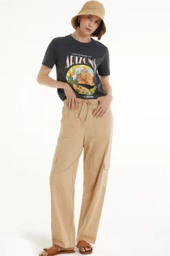 Full Length Pocket Pants In 100% Super Light Cotton - Pants - Women | Tezenis