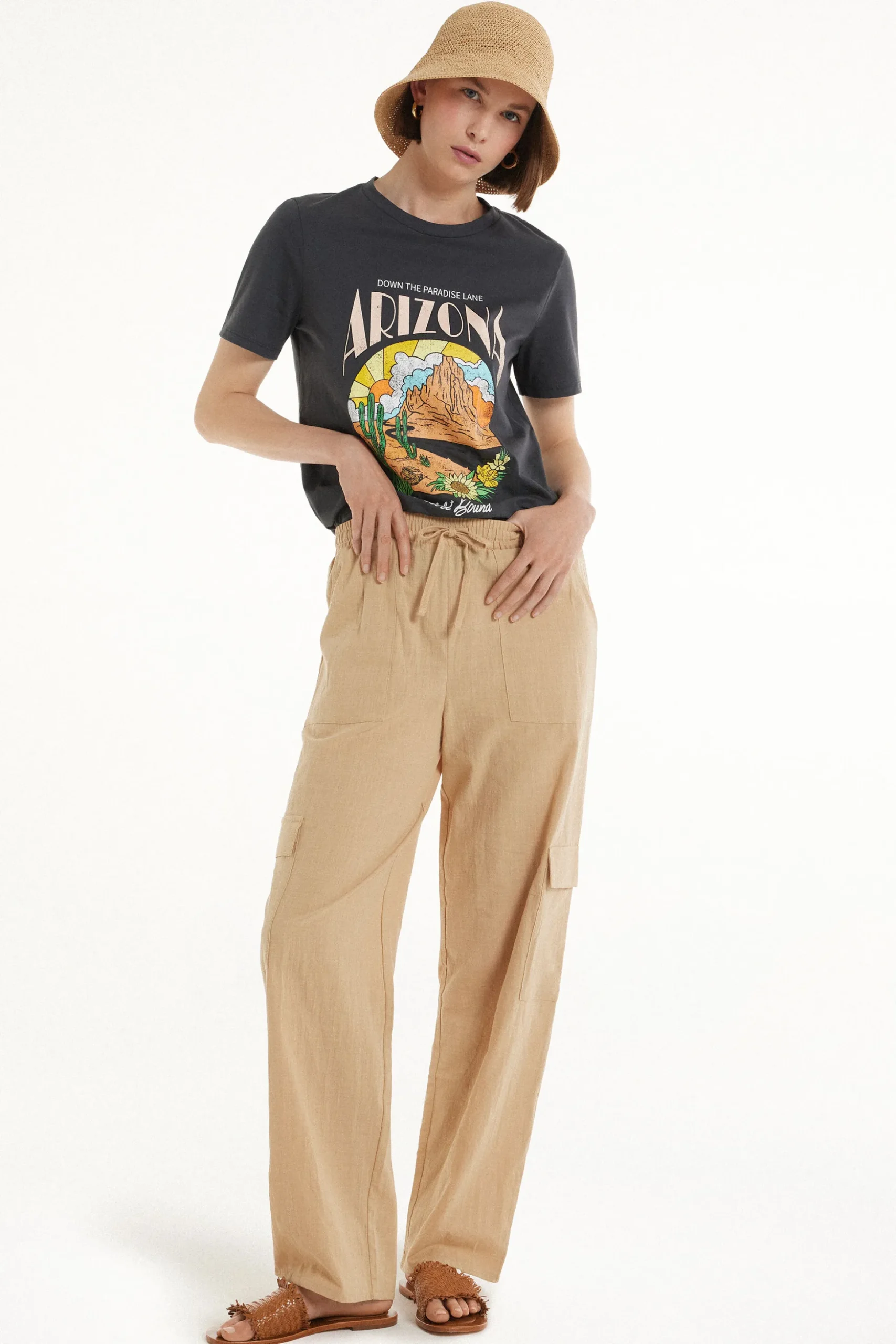 Full Length Pocket Pants In 100% Super Light Cotton - Pants - Women | Tezenis