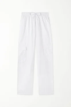 Full Length Pocket Pants In 100% Super Light Cotton - Pants - Women | Tezenis