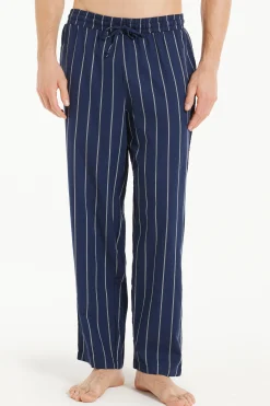 Full Length Straight Cut Cotton Cloth Pants - Long Pajamas - Men | Tezenis