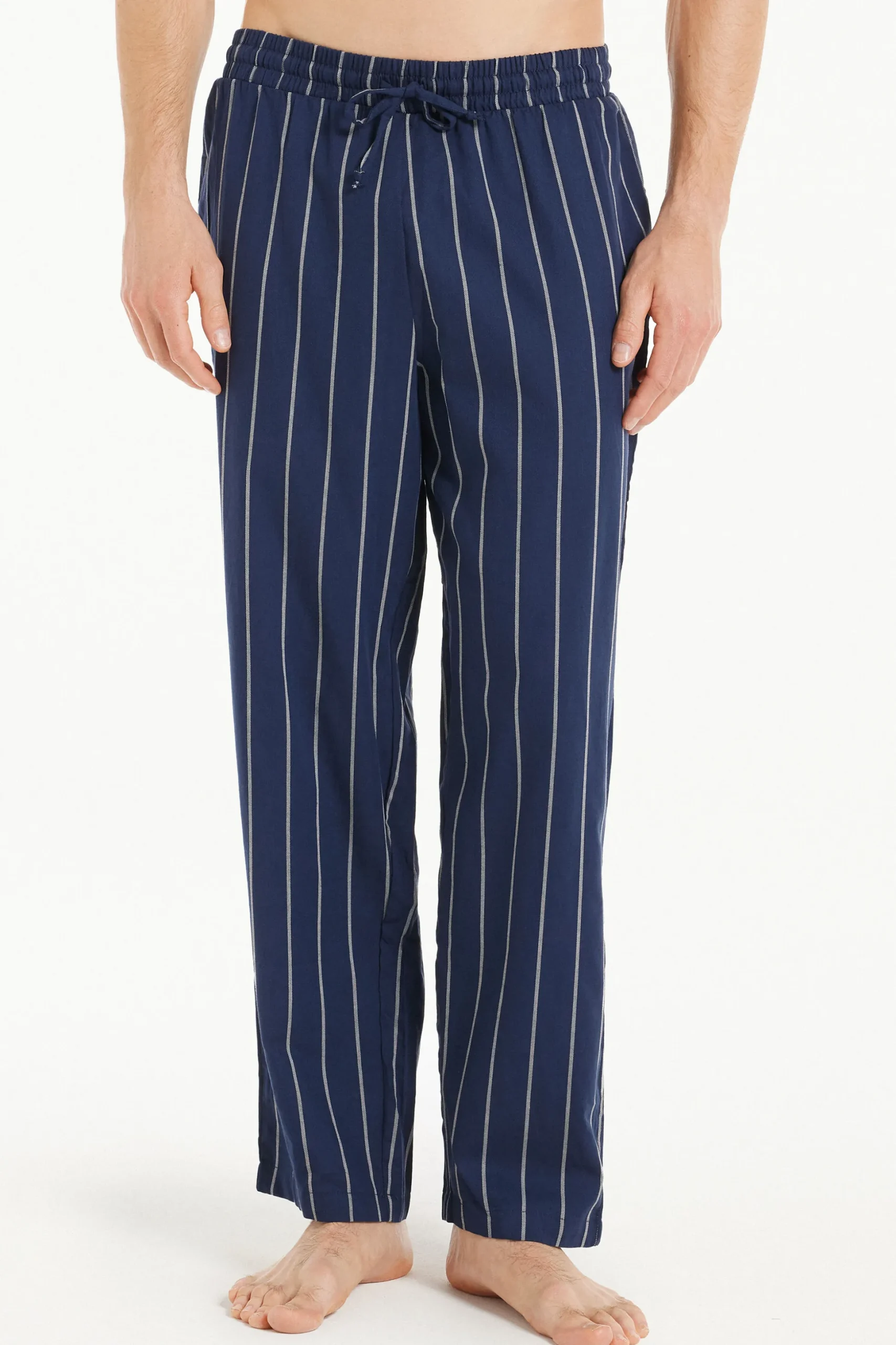 Full Length Straight Cut Cotton Cloth Pants - Long Pajamas - Men | Tezenis