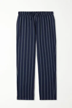 Full Length Straight Cut Cotton Cloth Pants - Long Pajamas - Men | Tezenis