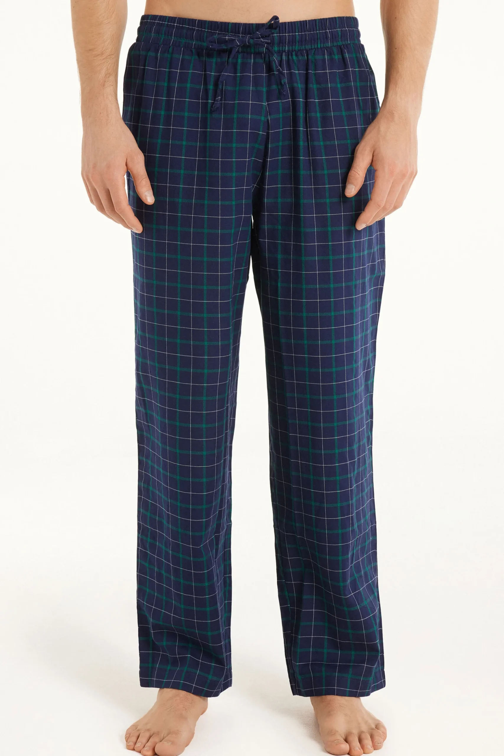 Full Length Straight Cut Cotton Cloth Pants - Long Pajamas - Men | Tezenis
