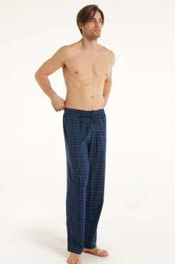 Full Length Straight Cut Cotton Cloth Pants - Long Pajamas - Men | Tezenis