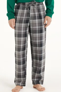 Full Length Straight Cut Cotton Cloth Pants - Long Pajamas - Men | Tezenis