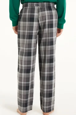 Full Length Straight Cut Cotton Cloth Pants - Long Pajamas - Men | Tezenis