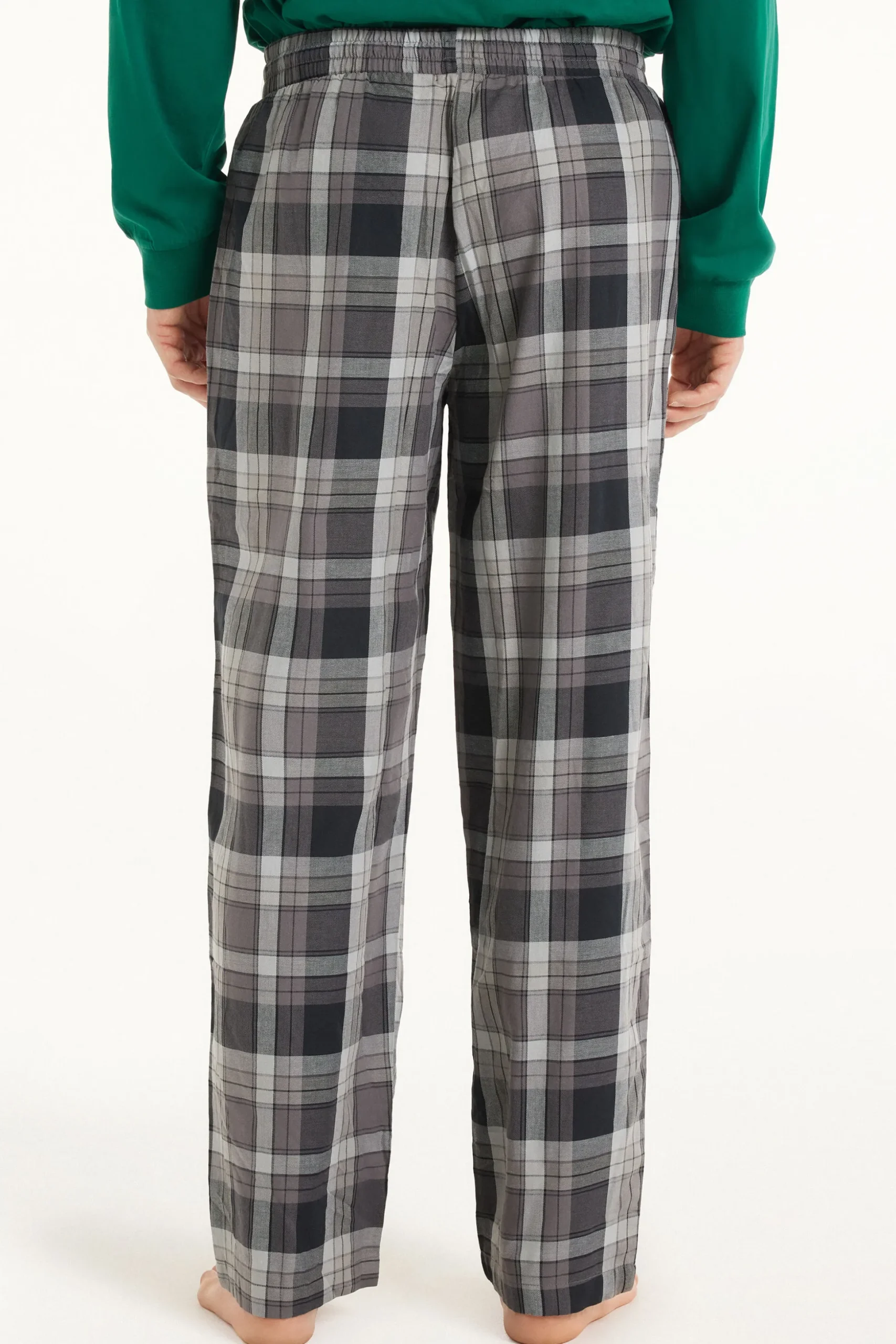 Full Length Straight Cut Cotton Cloth Pants - Long Pajamas - Men | Tezenis