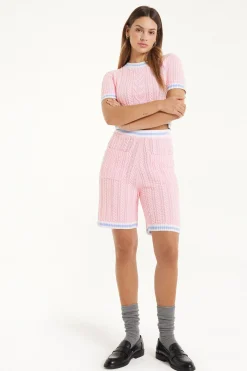 Full-Fashioned Open Knit Fabric Shorts With Pockets - Shorts - Women | Tezenis