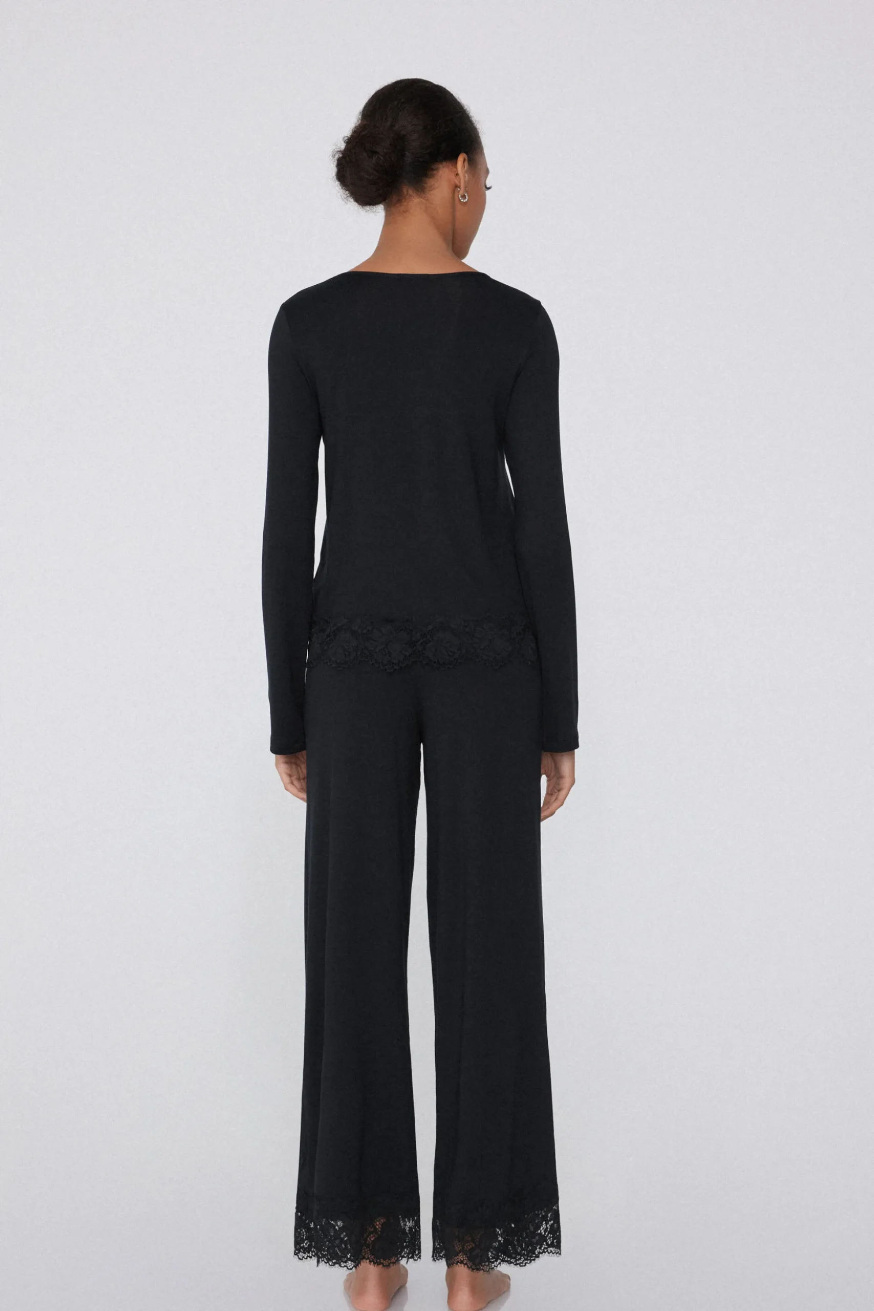 Full-Length Viscose Pajamas With Lace - Long Pajamas - Women | Tezenis