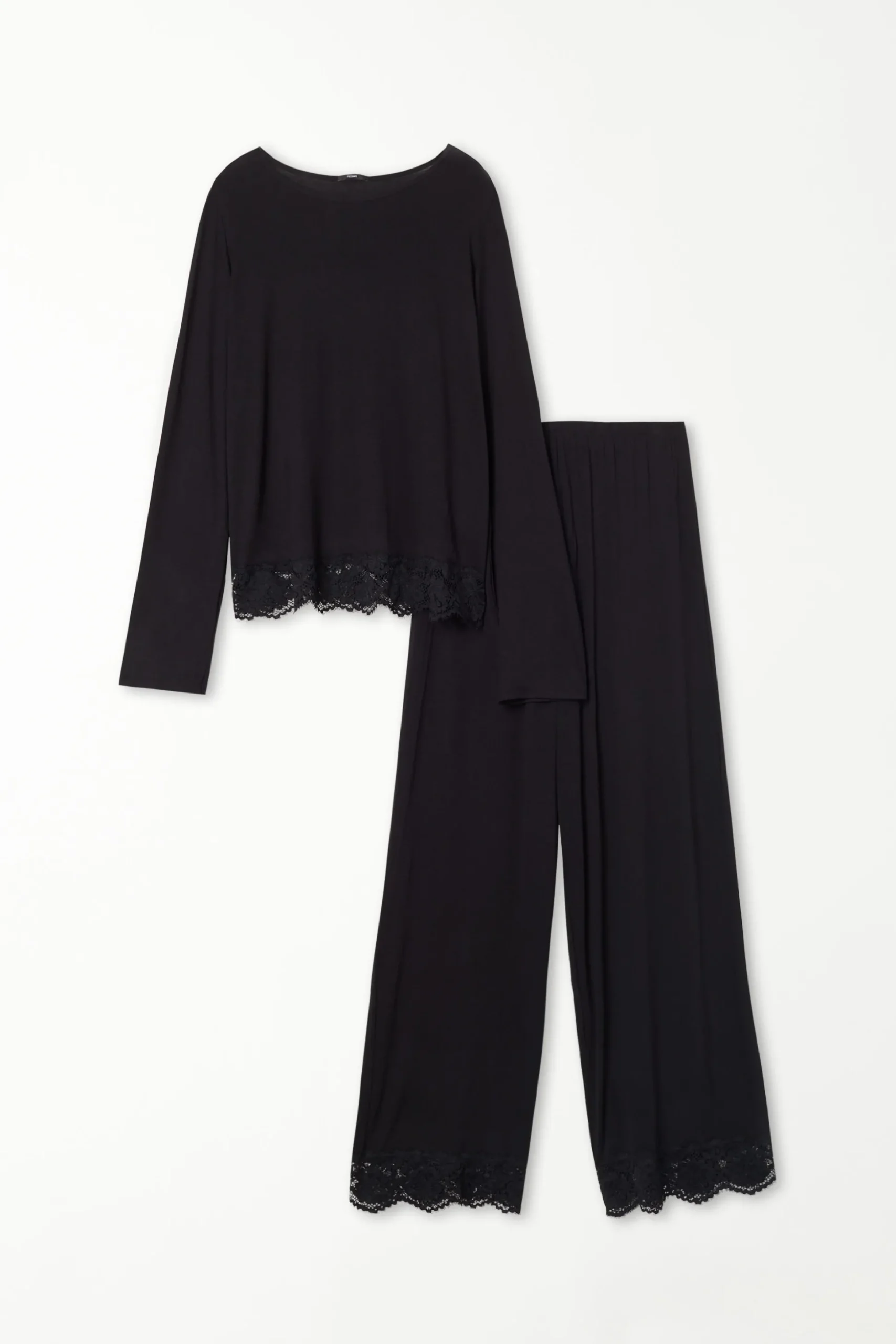 Full-Length Viscose Pajamas With Lace - Long Pajamas - Women | Tezenis