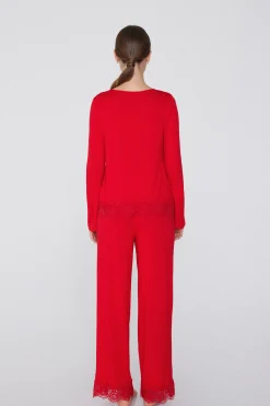 Full-Length Viscose Pajamas With Lace - Long Pajamas - Women | Tezenis