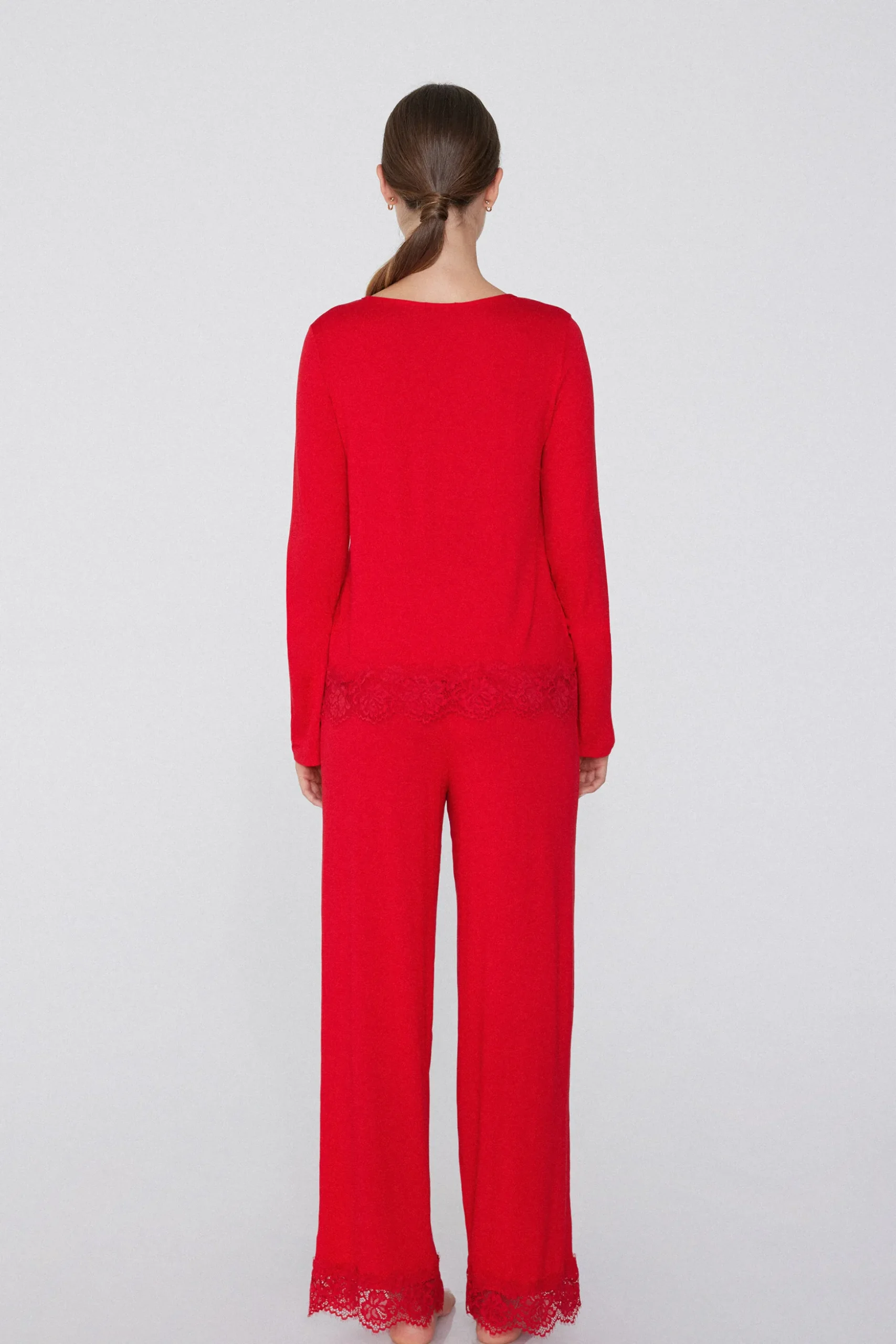 Full-Length Viscose Pajamas With Lace - Long Pajamas - Women | Tezenis