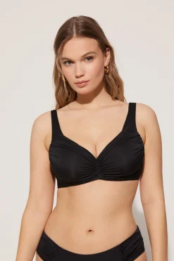 Gathered Recycled Lightly Padded Balconette Bikini Top - Balconette - Women | Tezenis