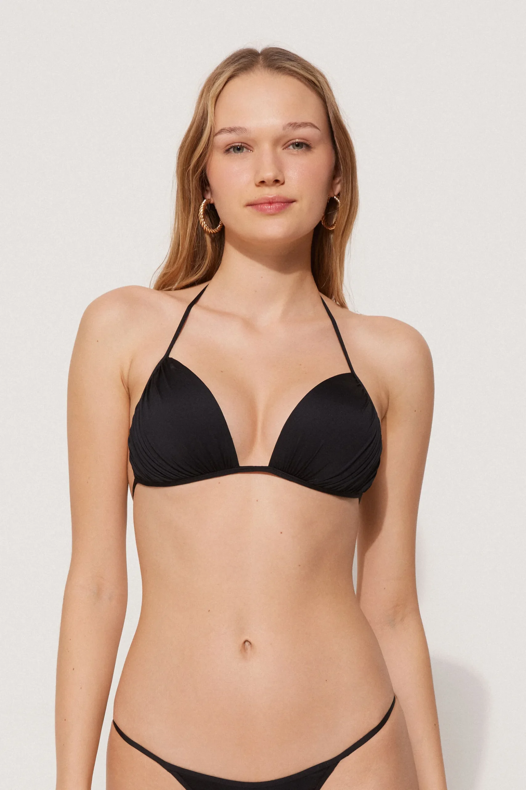 Gathered Recycled Microfiber Triangle Bikini Top - Triangle - Women | Tezenis