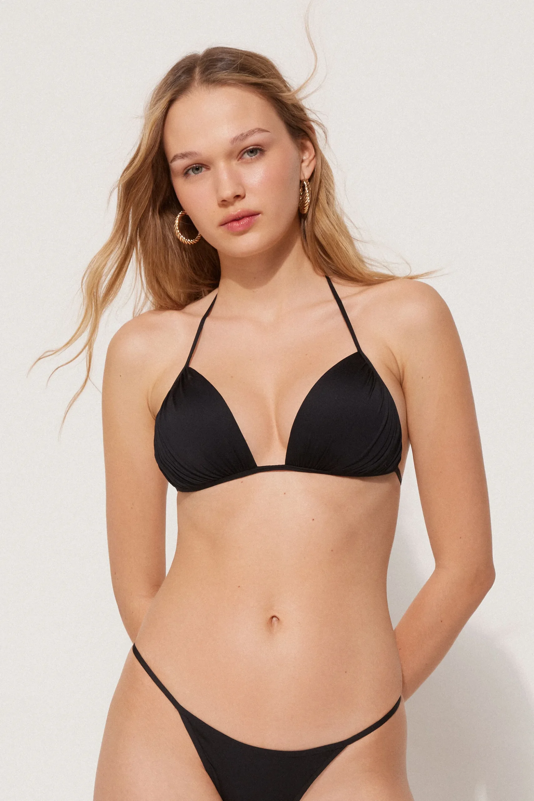 Gathered Recycled Microfiber Triangle Bikini Top - Triangle - Women | Tezenis