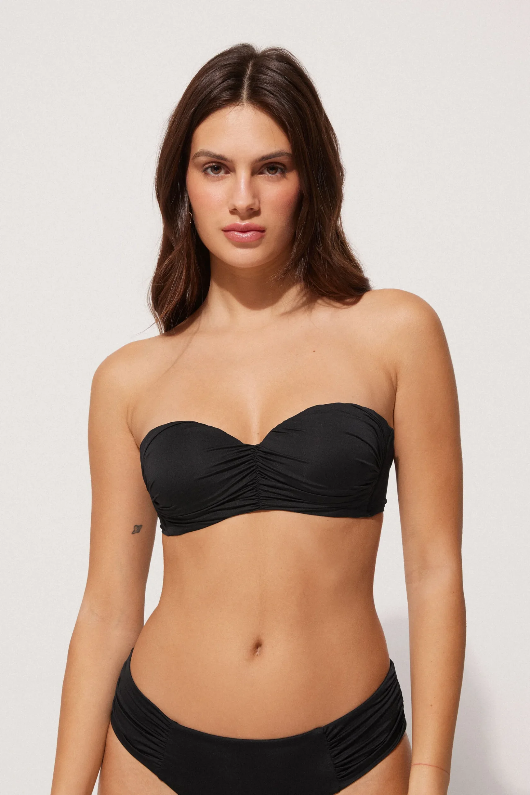 Gathered Recycled Microfiber Padded Bandeau Bikini Top - Bandeau And Strapless - Women | Tezenis
