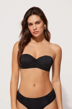 Gathered Recycled Microfiber Padded Bandeau Bikini Top - Bandeau And Strapless - Women | Tezenis